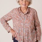 Chemise en coton pour seniors Charlotte fleurs roses