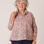 Chemisier en coton pour personne âgée Charlotte fleurs roses