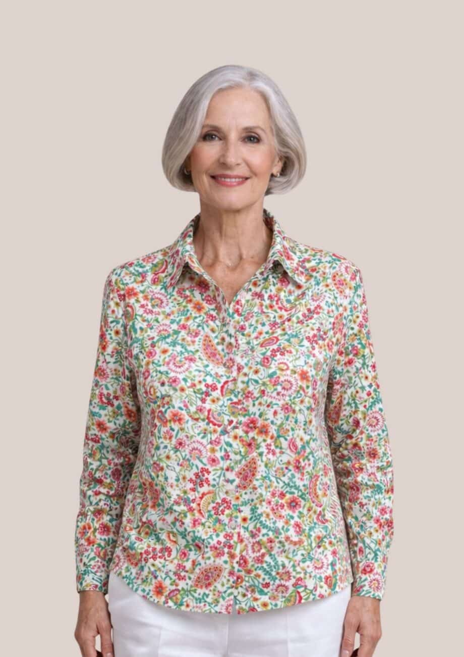 chemise habillage facile femme senior imprimé cachemire - forESTIME