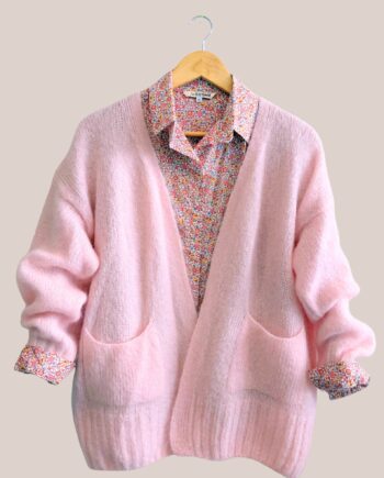 Pull femme senior vlogues manches de coloris rose poudrée - forESTIME