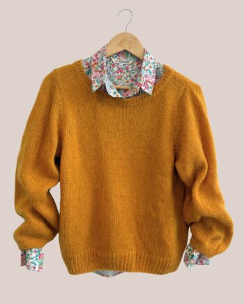 Pull Pascaline de coloris jaune moutarde avec manches longues - forESTIME