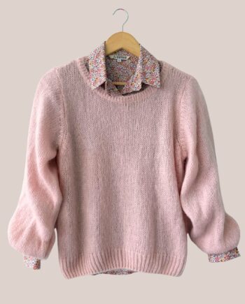 pull avec manches longues de coloris rose poudré - forESTIME