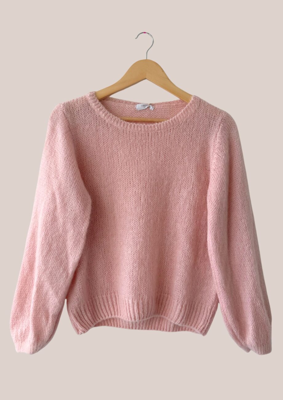 Pull Pascaline de coloris rose poudre vue de face - forESTIME