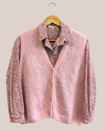 Pull sans manche femme Gwendoline, rose poudré avec chemisier - forESTIME