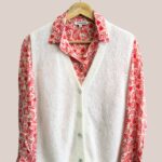 Gillet Femme senior Gwendoline Blanc sans manche avec chemise rose rouge - forESTIME