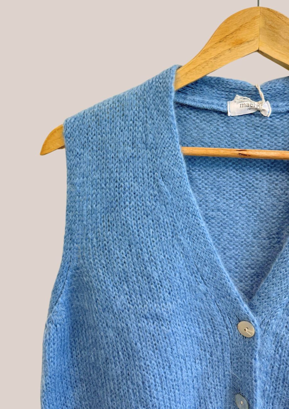 Gilet bleu Gwendoline vue de face - forESTIME