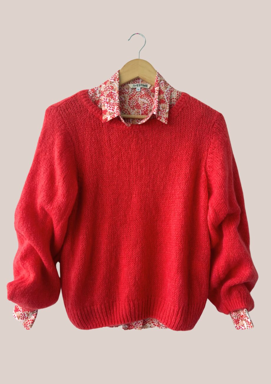 Pull Pascaline de coloris corail pour femme senior - forESTIME
