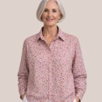Chemisier Charlotte petites fleurs rose idéal pour femme senior - forESTIME