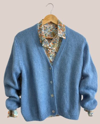 Gilet gloria bleu, manches longues avec chemisier - forESTIME