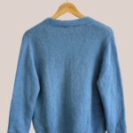 Gilet bleu femme manches longues, Gloria vue de dos - forESTIME
