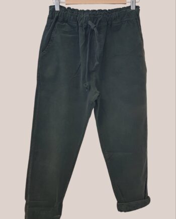 Pantalon velours extensible pour senior taille élastiquée kaki