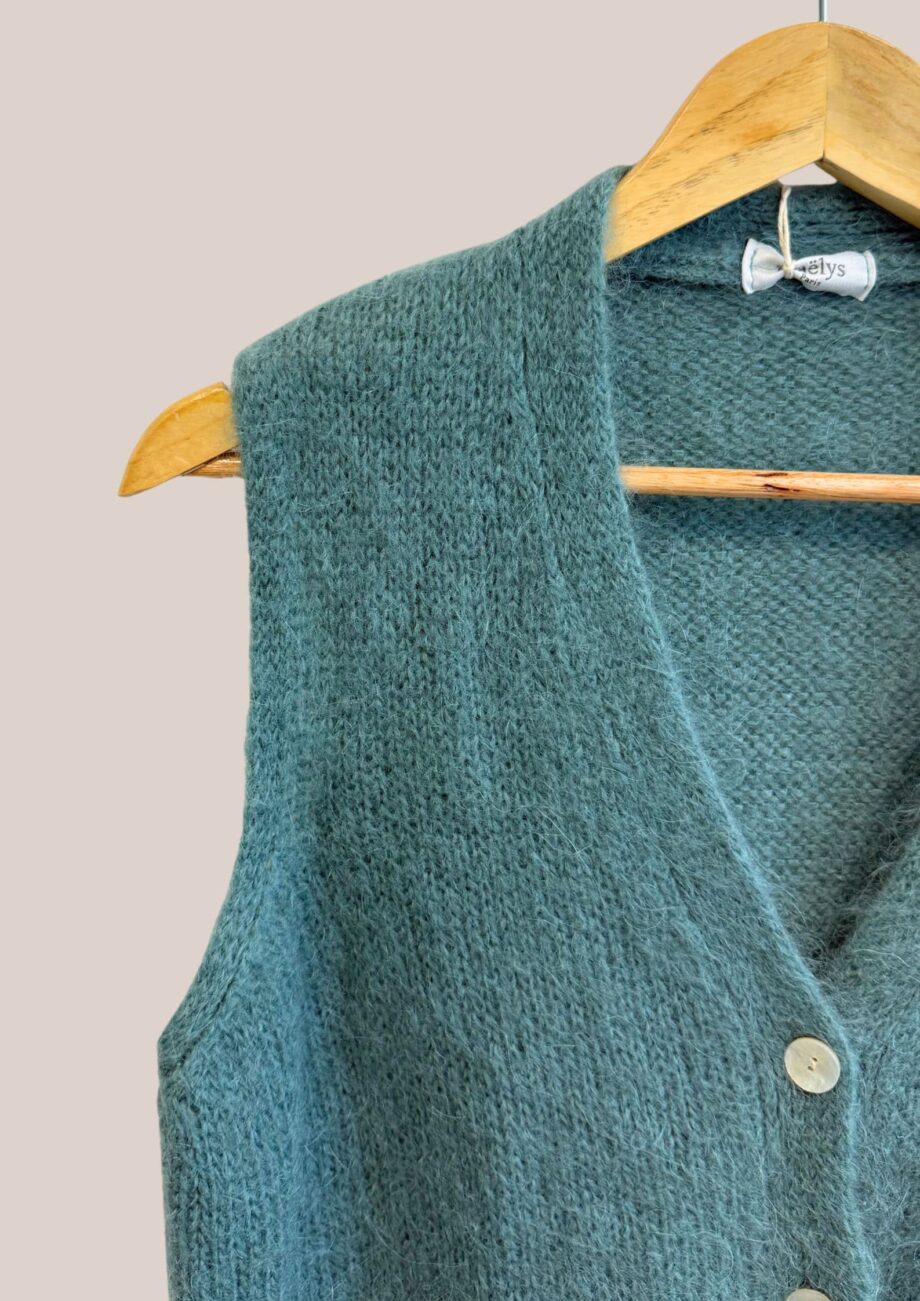 Gilet vert céladon Gwendoline vue de face - forESTIME