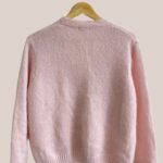 Gilet rose poudré femme manches longues, Gloria vue de dos - forESTIME