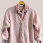Gilet gloria rose poudré, manches longues avec chemisier - forESTIME