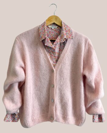Gilet gloria rose poudré, manches longues avec chemisier - forESTIME