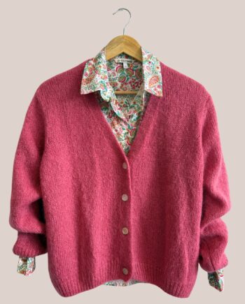 Gilet gloria rose thé, manches longues avec chemisier - forESTIME