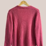 Gilet rose thé femme manches longues, Gloria vue de dos - forESTIME