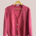 Gilet Gloria rose thé, manches longues vue de face- forESTIME