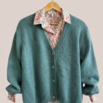 Gilet gloria vert céladon, manches longues avec chemisier - forESTIME