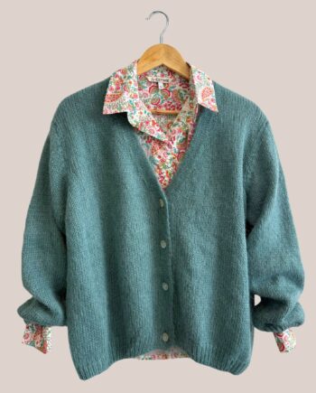 Gilet gloria vert céladon, manches longues avec chemisier - forESTIME