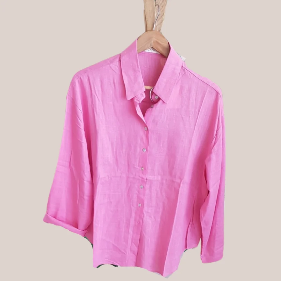 chemise rose à manches longues pour les seniors