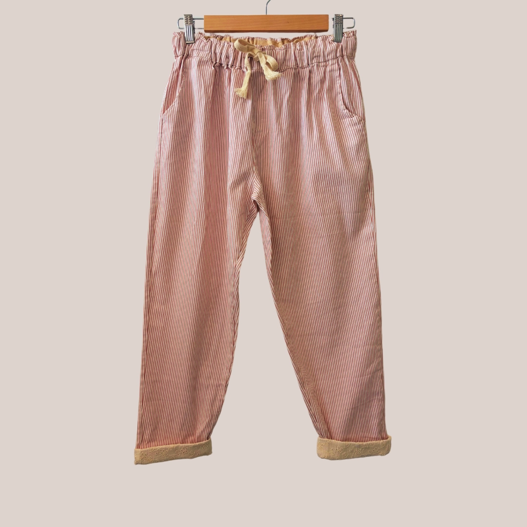 Pantalon Court (pantacourt) Gris Rayé – Miss Captain Taille 44 – Épais Et Stretch – Occasion Très Bon état