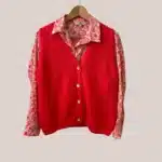 gilet de coloris corail à manches courtes, tient chaud, idéal pour les seniors