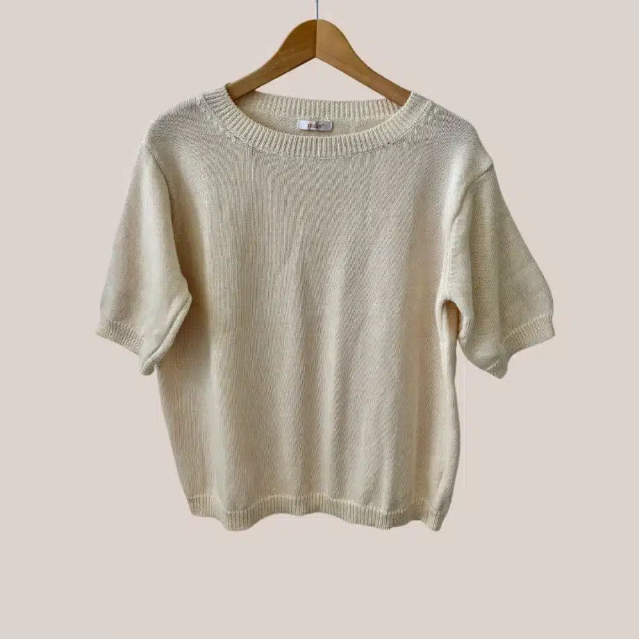 pull senior de coloris beige en pur coton