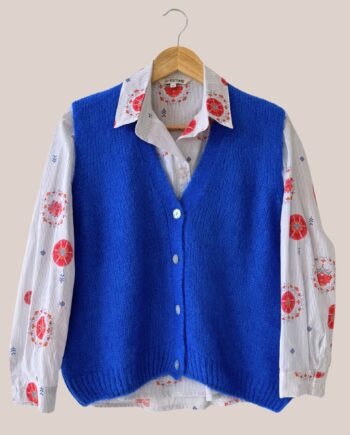 Gilet Gwendoline bleu vif sans manches avec chemise - forESTIME