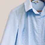 chemisier pour senior charlotte en pur coton tissu rayé blanc bleu - forESTIME