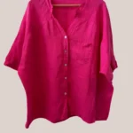 chemise à manches mi-longues pour seniors de coloris fuchsia