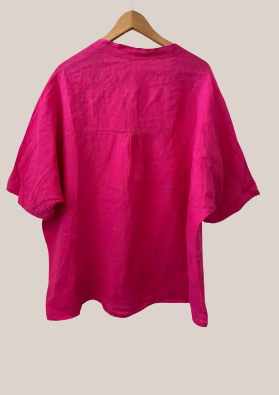 chemise à manches mi-longues pour seniors de coloris fuchsia