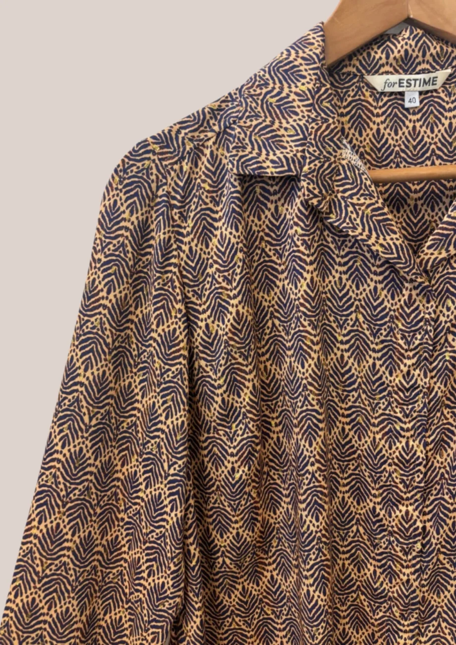 chemise pour seniors en imprimé ethnique avec une touche de doré