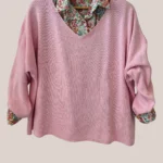 Pull Sidonie de coloris rose pour seniors à manches longues