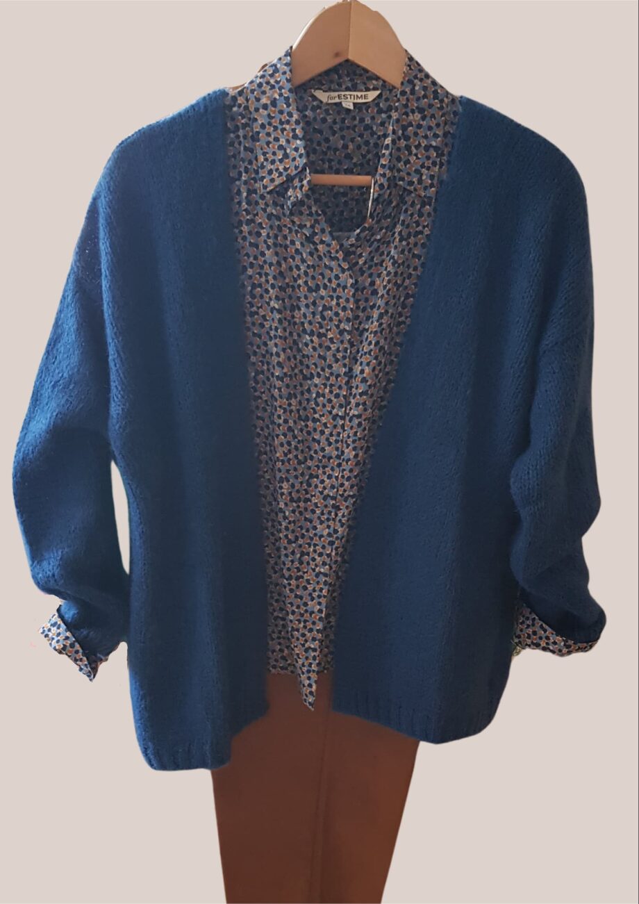 Long gilet Greta pour senior coloris bleu nuit. Sans boutons