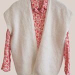Cardigan sans manches pour seniors bien chaud en maille coloris écru