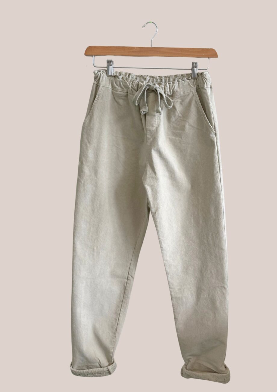 Pantalon femme senior Pam velours de coloris beige - forESTIME