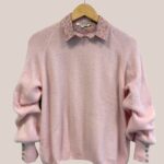 Pull Adélie pour femme senior, coloris rose poudré - forESTIME