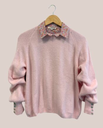 Pull Adélie pour femme senior, coloris rose poudré - forESTIME