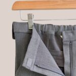 Pantalon Pauline gris laine vue de face zoom fermeture - forESTIME