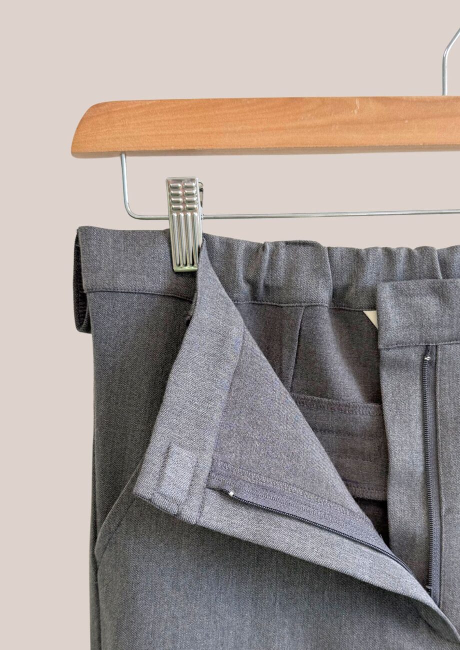 Pantalon Pauline gris laine vue de face zoom fermeture - forESTIME