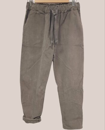 Pantalon en velours pour senior coloris taupe taille élastiquée