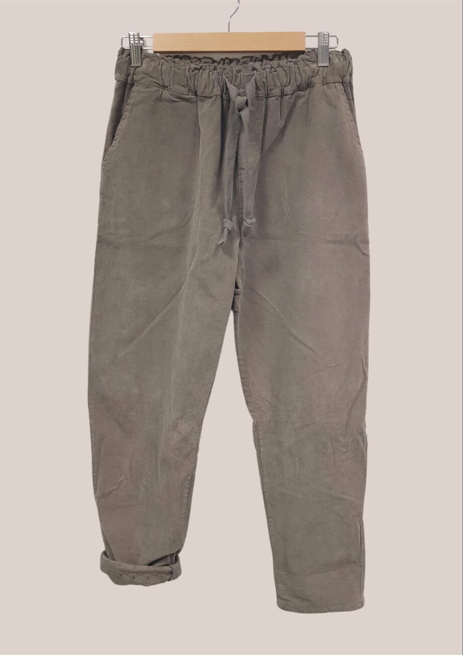 Pantalon en velours pour senior coloris taupe taille élastiquée