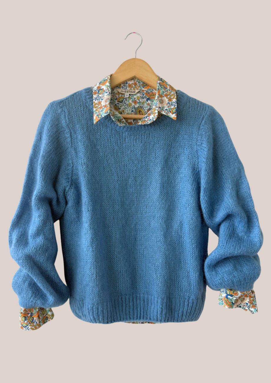Pull Pascaline de coloris bleu jean pour femme senior - forESTIME