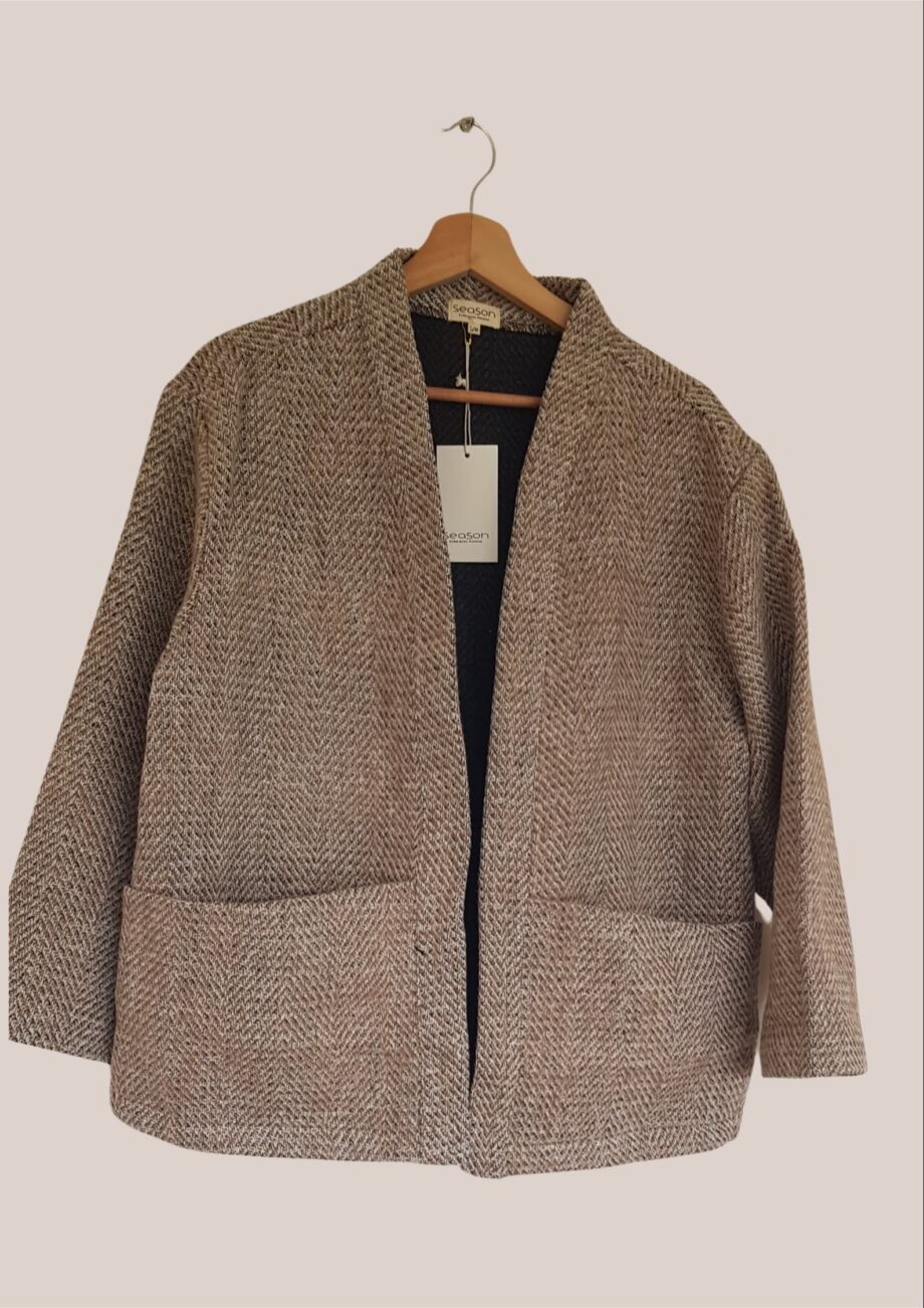 Veste sans boutons beige foncé pour femme senior