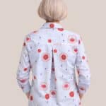 Chemisier Charlotte sans boutons, rayé imprimé rouge idéal pour femme senior - forESTIME