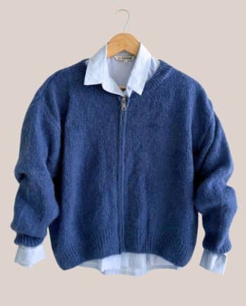 Gilet Gaspard bleu marine zip, manches longues - forESTIME