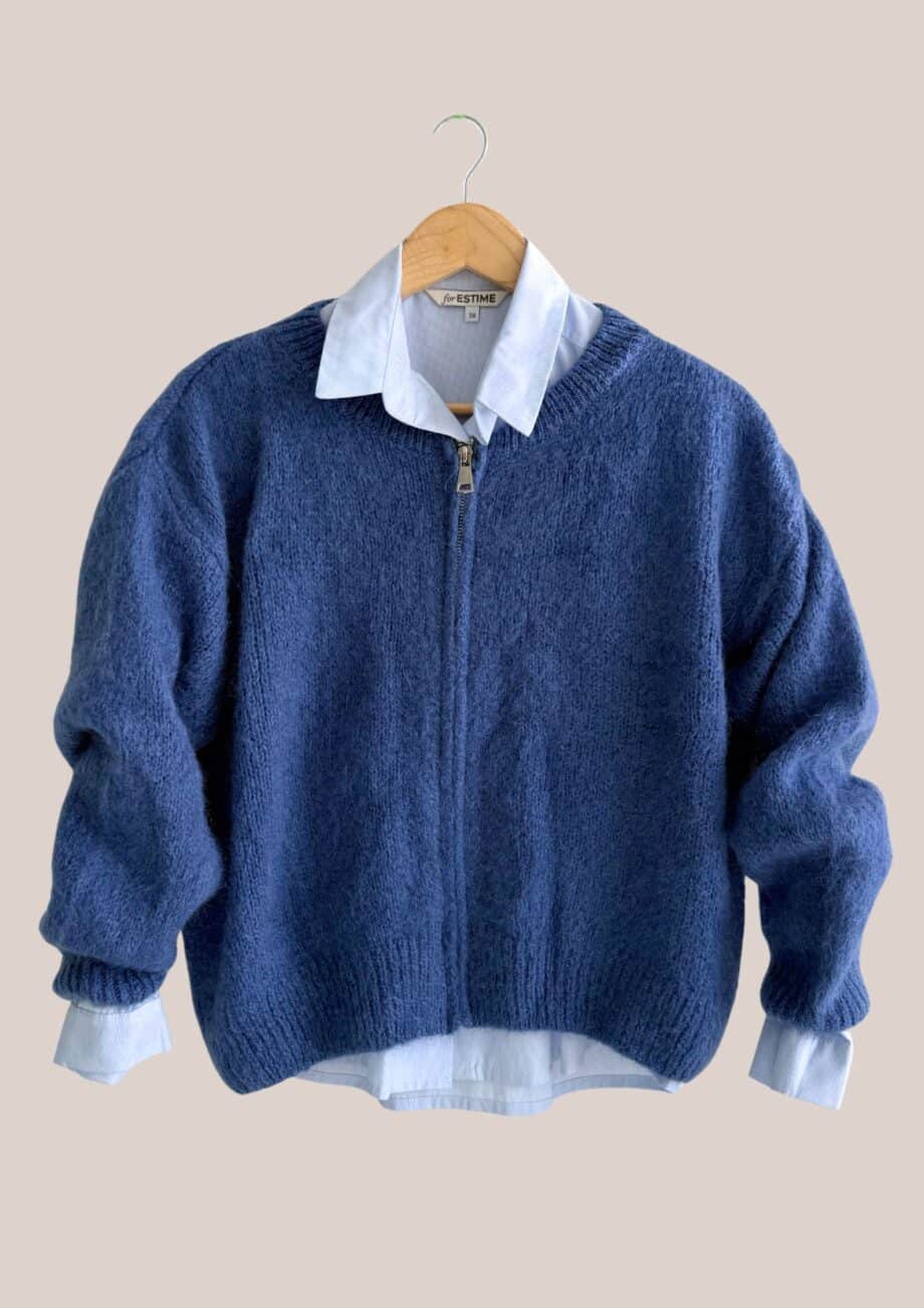 Gilet Gaspard bleu marine zip, manches longues - forESTIME