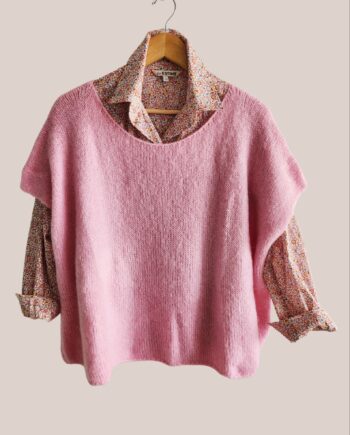 Pull sans manches rose bonbon pour seniors