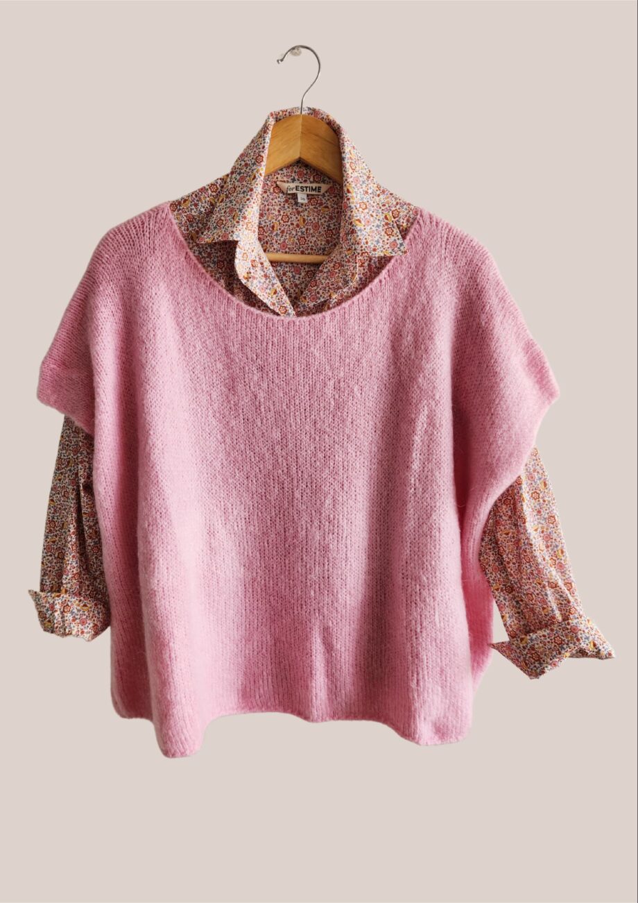Pull sans manches rose bonbon pour seniors